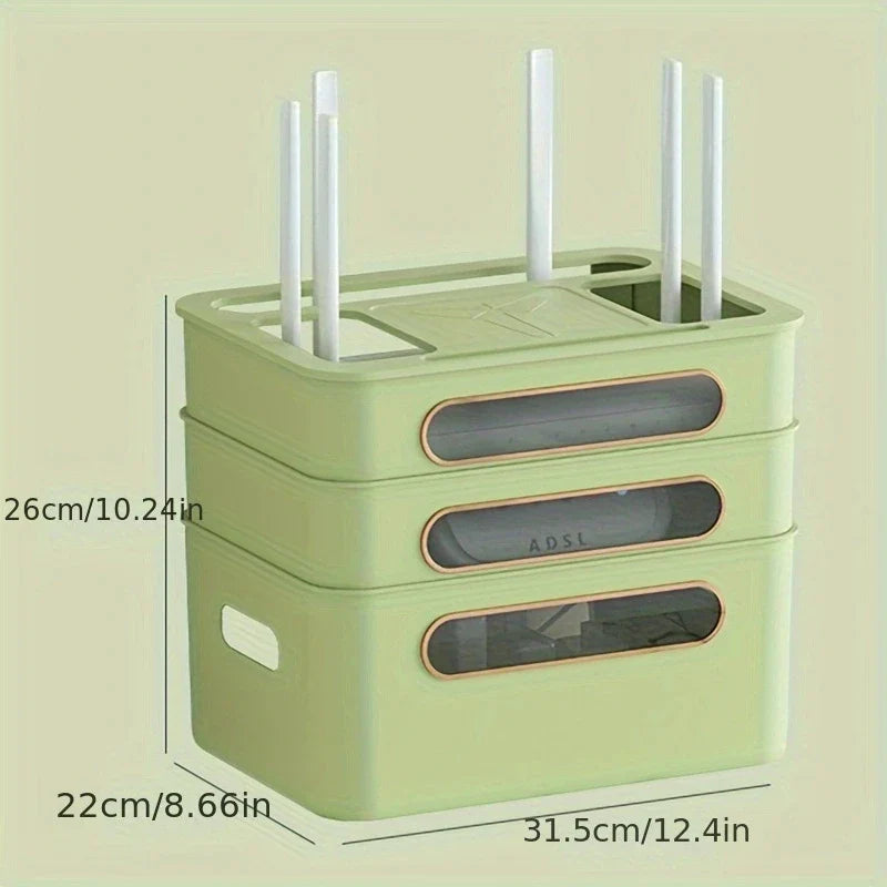 NetCove Box | Router & Kabel Organizer | Mehrstöckig Mit Signalfenster | Für Büro & Zuhause