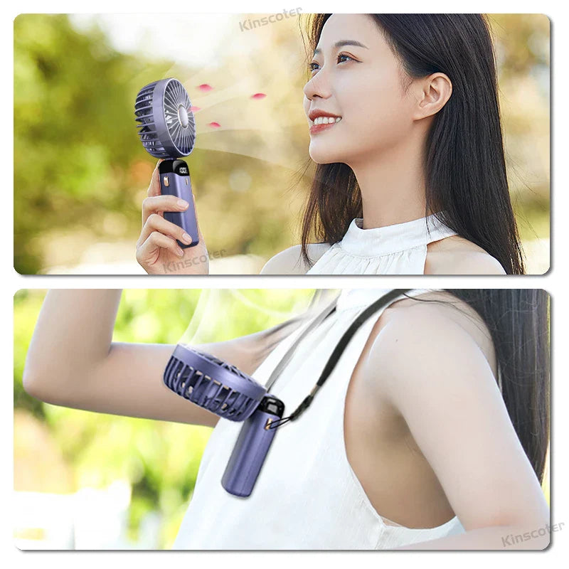 Airlio BreezeFlex | Mini-Ventilator 3-in-1 | Powerbank & LED-Display | 5 Windstufen | Tragbar & Verstellbar
