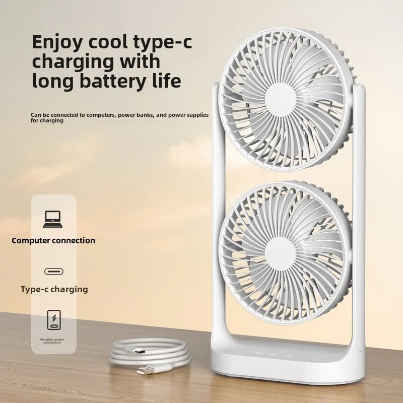 AirSphere | Dualer Tischventilator | 360° Drehbar | USB Betrieben | Leiser Betrieb