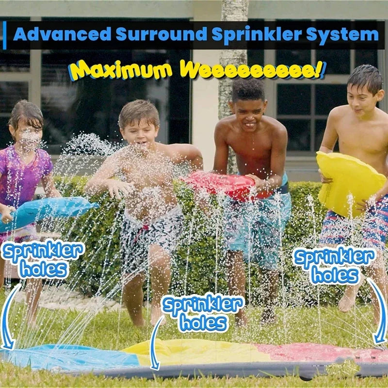 SplashGlide Wasserrutsche | Mit Sprinkler & Rutschboards | Aufblasbar | Für Garten & Sommer