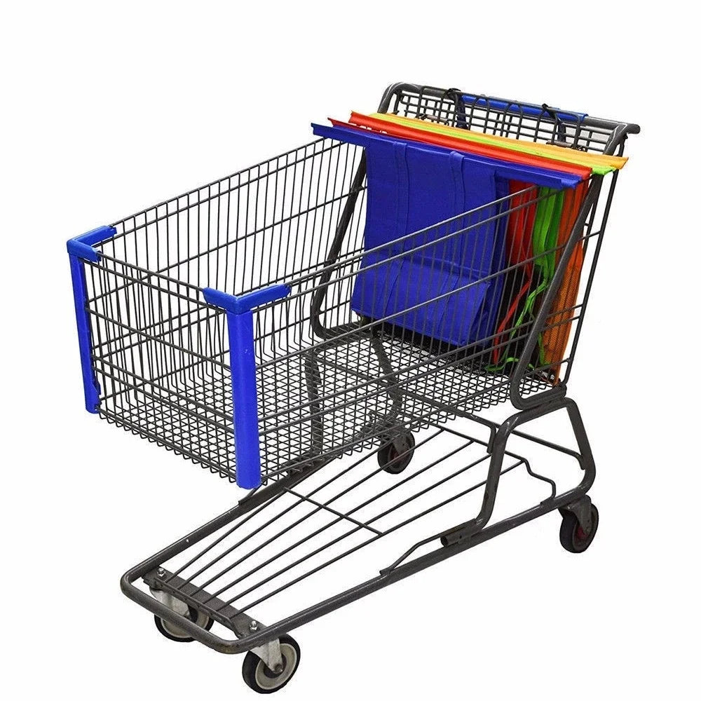 EcoCarry | 4er-Set faltbare Einkaufstaschen für Trolley | Robust, platzsparend & wiederverwendbar | Für Supermarkt, Wochenmarkt & Alltag
