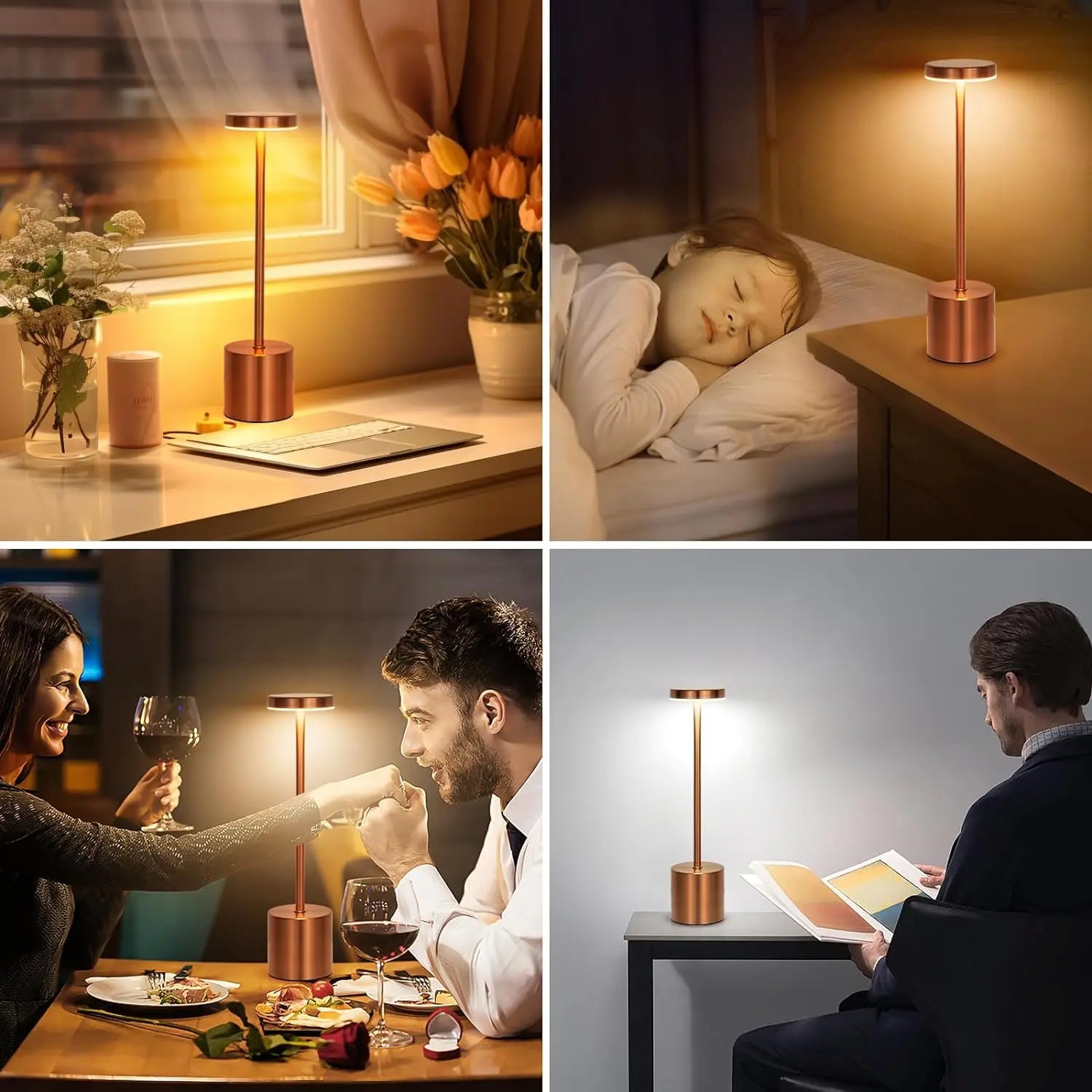 Valoria Touch Tischlampe | Kabellos & Dimmbar | Warmweiß LED | Aluminiumgehäuse