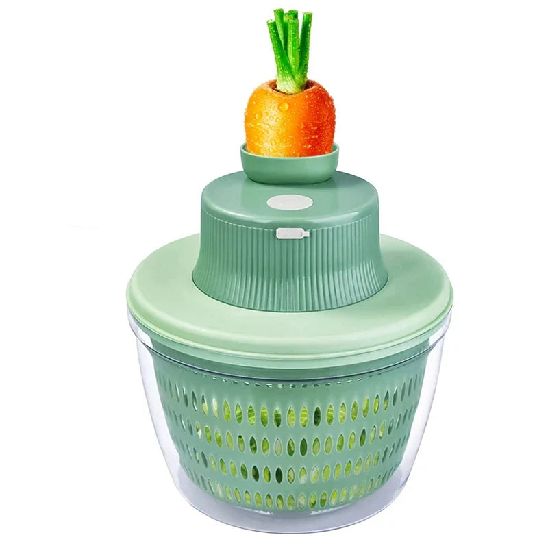 Zylentra | Elektrische Salatschleuder | 2-in-1, Kabellos, 4 L Volumen | Für Salat, Gemüse & Küchenroutine