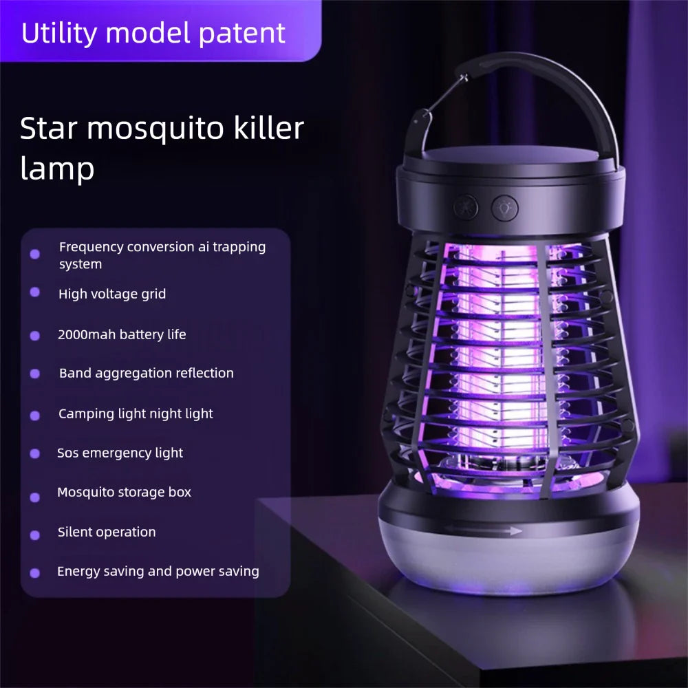 Zappix Mückenlampe Pro | Insektenvernichter & LED Licht | Wiederaufladbar & Sicher | Für Camping, Garten & Balkon