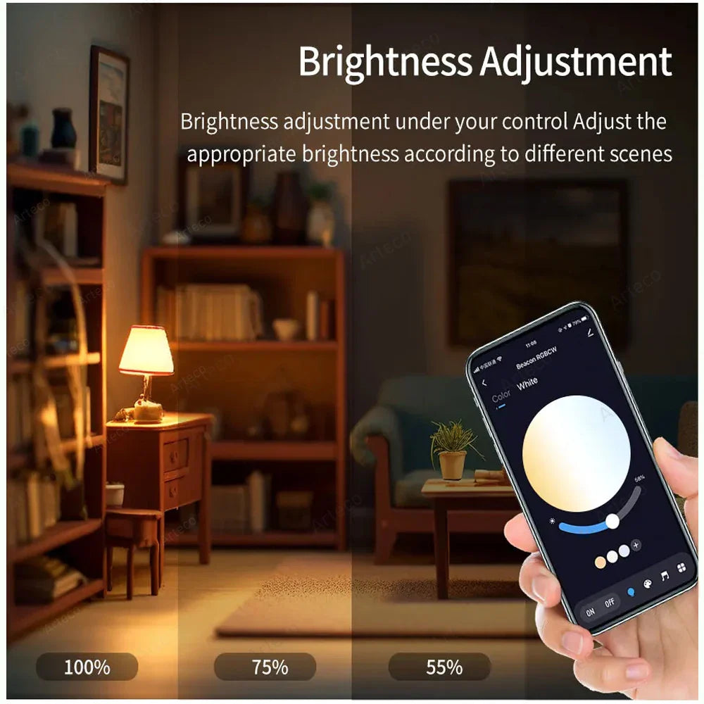 Glowion Bluetooth LED Lampe | RGB+CCT | App-gesteuert | E27 15W Dimmbar