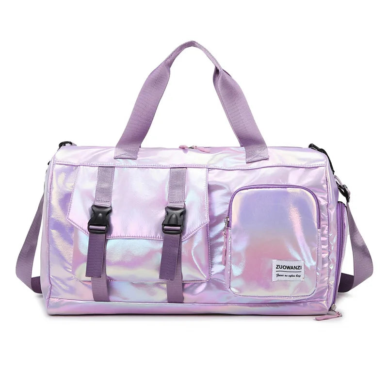HoloTravel Holografische Reisetasche | Integriertes Schuhfach | Stylisches Design | Geräumig & Organisiert | Wasserabweisend | Perfekt für Reisen