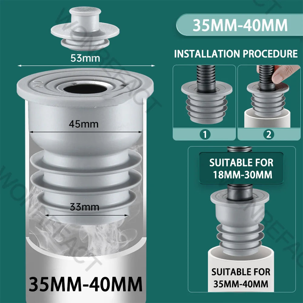 Sealora Silikon-Abflussblocker | Gegen Gerüche, Insekten & Rückfluss | Universaldichtung für 3,5–7,5 cm Rohre | Werkzeuglose Montage