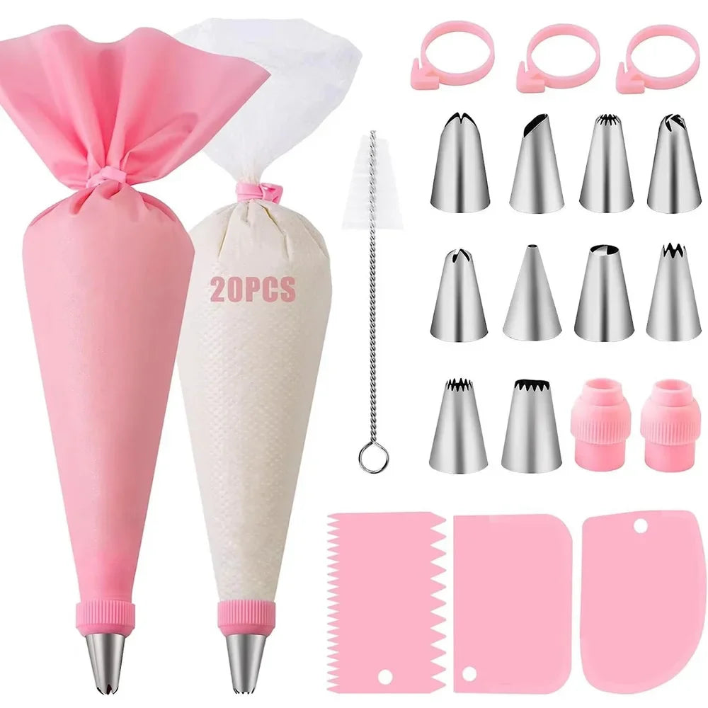 BakeMaster Dekor Set | Komplettes Set für Profis | 10 Spritztüllen & Silikonbeutel