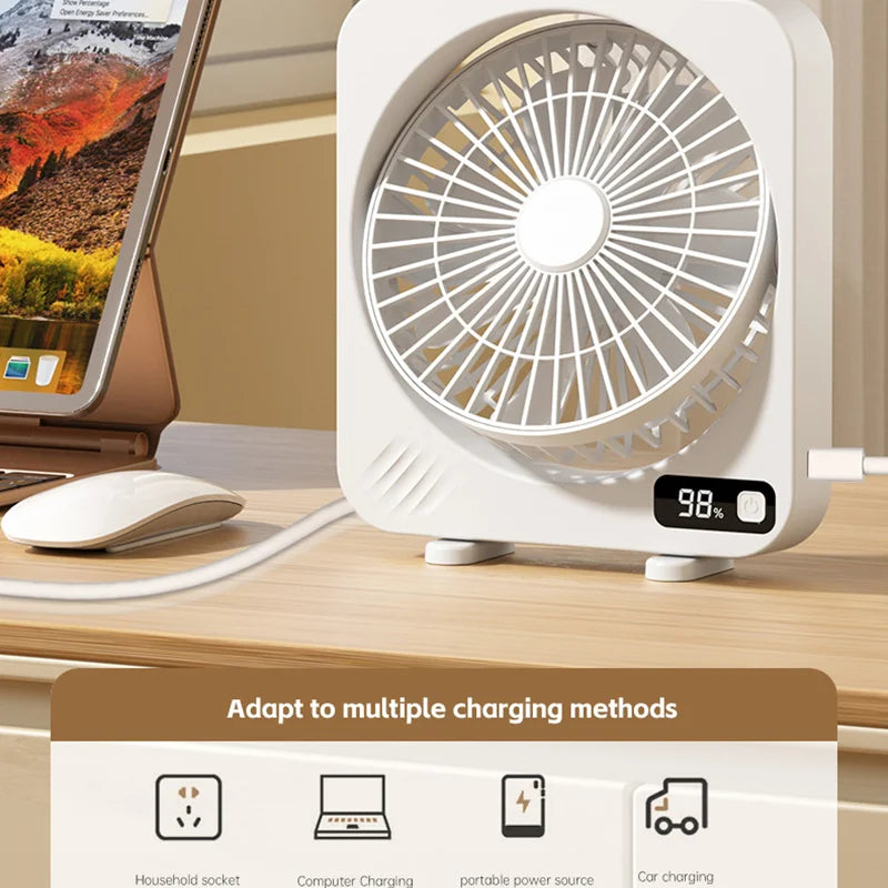 AeroCool Tischventilator | 5 Geschwindigkeitsstufen | Flüsterleise & Kompakt | USB-Aufladung