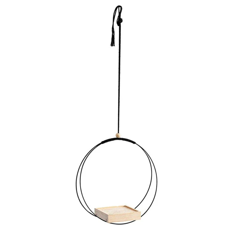 Nordivy PlantSwing | Hängender Pflanzenhalter aus Holz | Natürliches Boho-Design | Für Innen & Balkon | 25 cm Rund