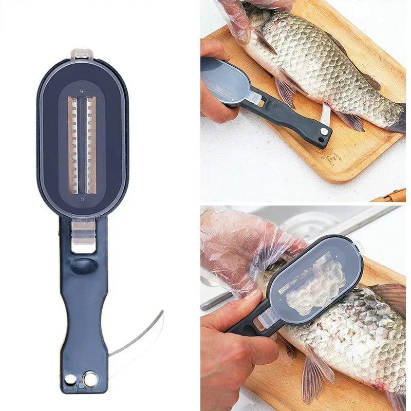 FishClear Pro | Fischschuppenentferner | Spritzschutz | Edelstahlklinge | Kompakt