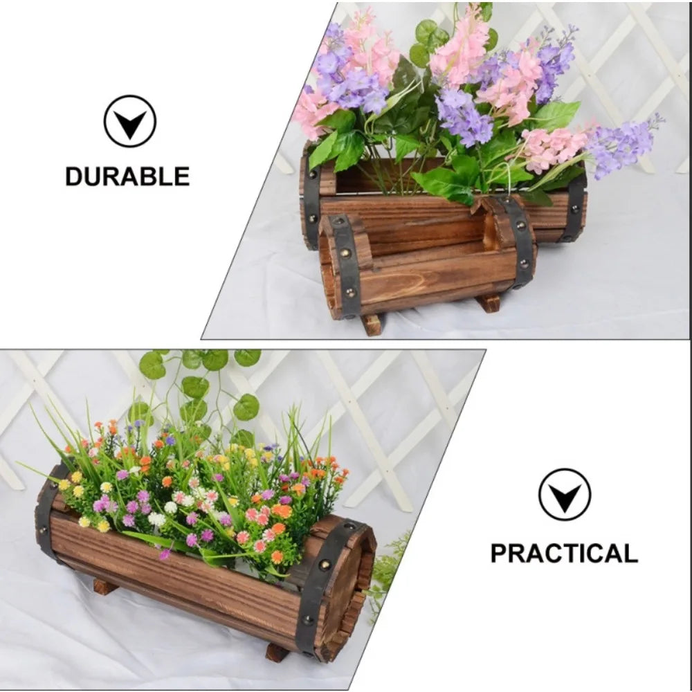 Holznivo NaturTopf | Rustikaler Holz-Blumentopf | Handgefertigt | Für Innen & Außen | Vintage-Charme