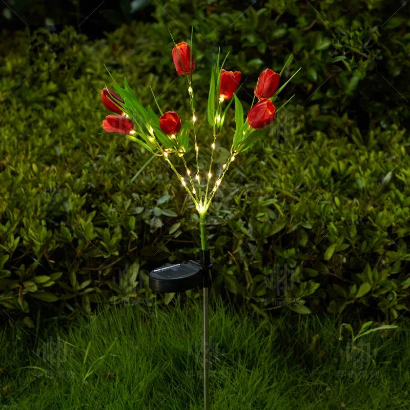 GlowPetal Solartulpe | Dekoleuchte für Garten & Balkon | LED-Licht & Wetterfest | Tulpenform mit Solarpanel