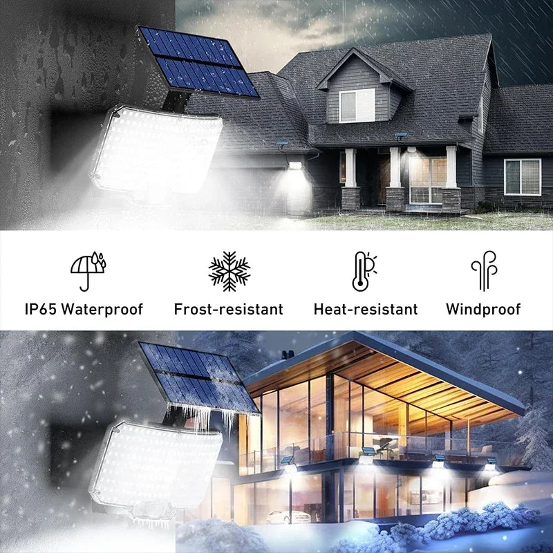 SunLuxe 234 | Solarbetriebene Außenleuchte | Bewegungssensor & Wetterfest | 234 LEDs