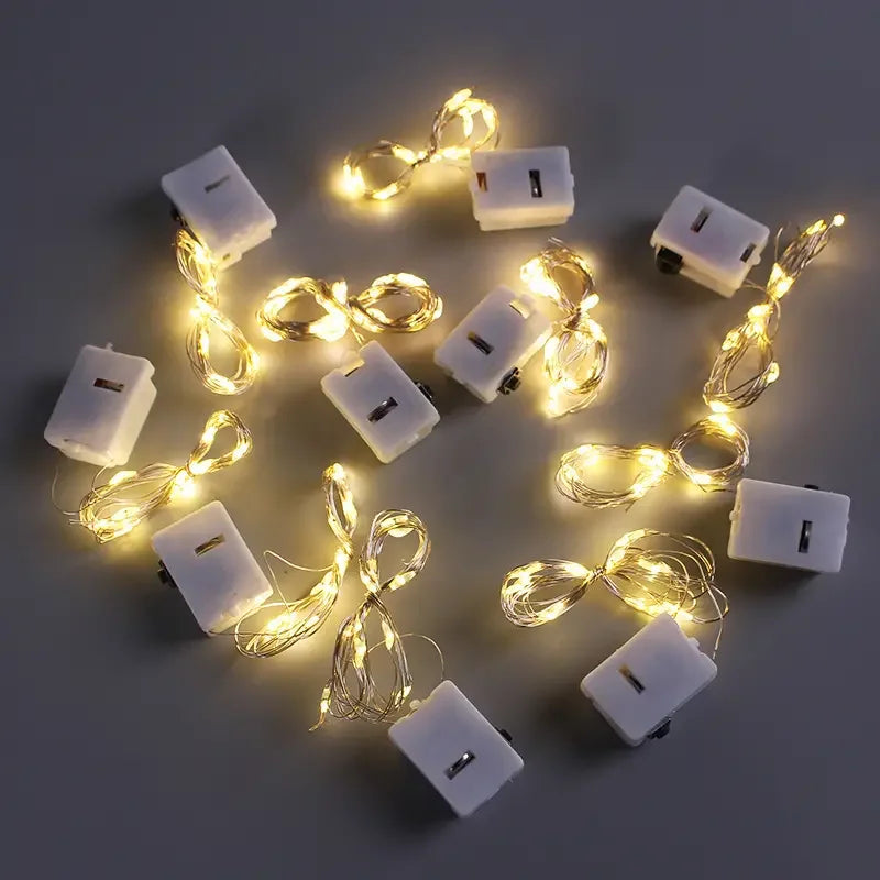 LumiWeave LED Lichterketten | Flexibler Silberdraht | Warmweiß | Batteriebetrieben | 10er-Set