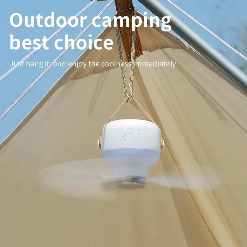 Aeroluva AirGlow | Tragbarer Deckenventilator | Mit LED & Fernbedienung | Für Camping & Zuhause