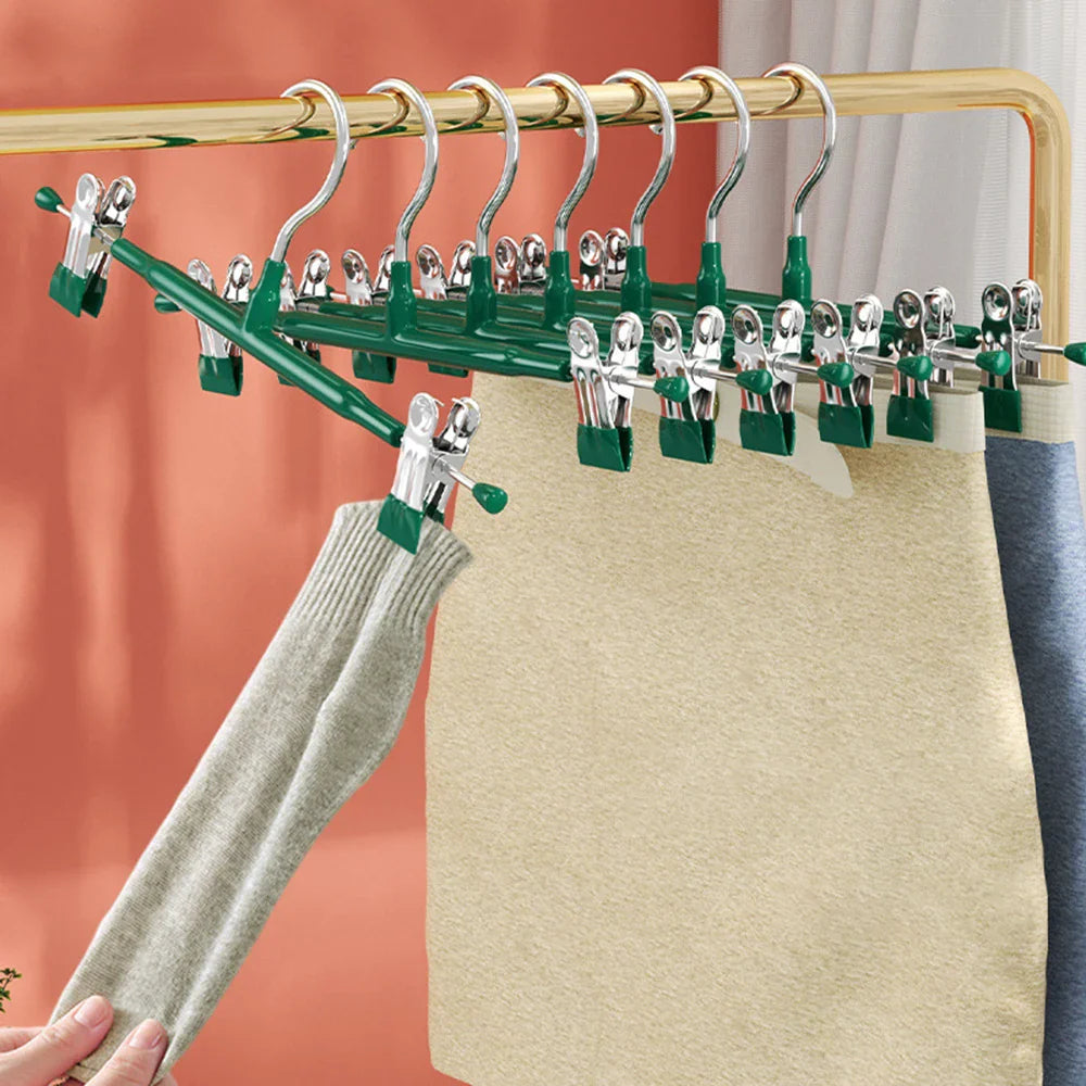 HangFlex | Edelstahl Kleiderbügel mit Clips | Verstellbar & Rutschfest | Platzsparend für Kleidung & Wäsche