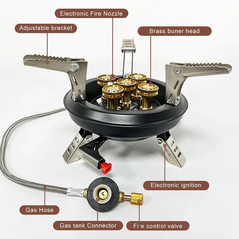 PowerFlame AlpineGourmet Gaskocher | 16,000W Leistung | Kompakt & Tragbar | Einfache Piezo-Zündung