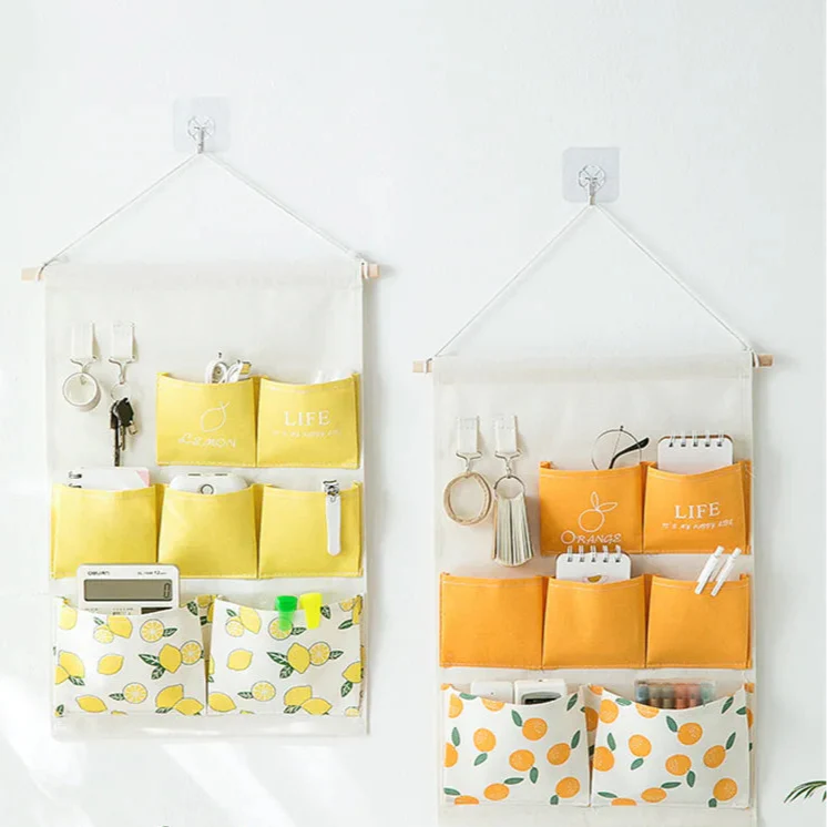 WallSavvy Wandorganizer | Hängeaufbewahrung ohne Bohren | 3 oder 7 Taschen aus Baumwoll-Leinen