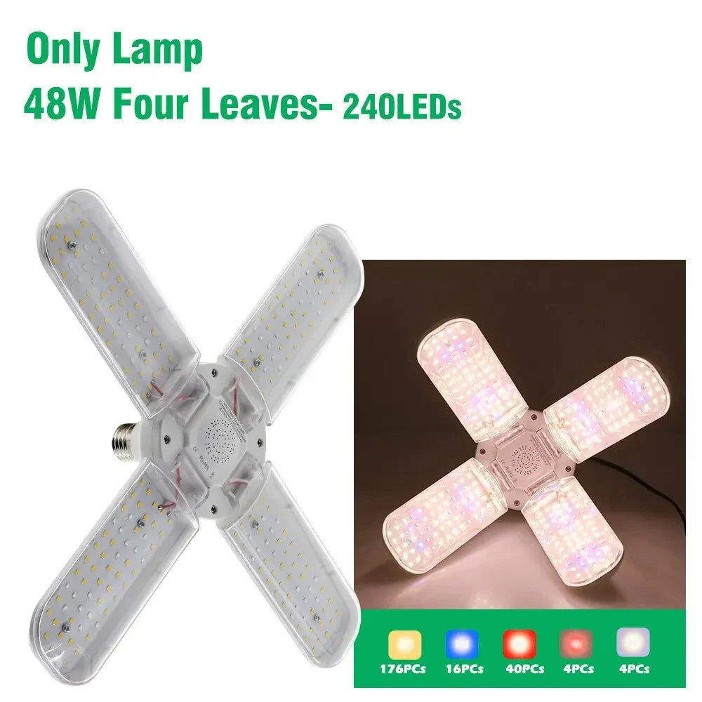 Floriva Pflanzenlampe | Faltbares Flügeldesign | Vollspektrum LED | 24W 36W 48W | E27 Sockel