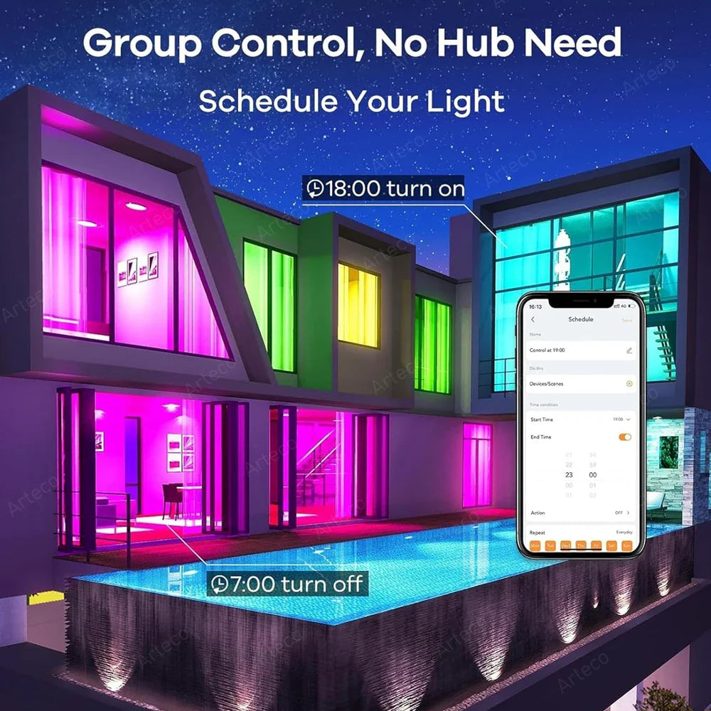Glowion Bluetooth LED Lampe | RGB+CCT | App-gesteuert | E27 15W Dimmbar