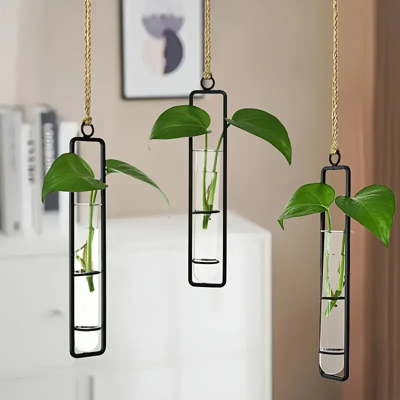 Lunavo Wandvasen Set | 3er-Set Metalloptik | Für Trockenblumen & Deko | Modern & Vielseitig