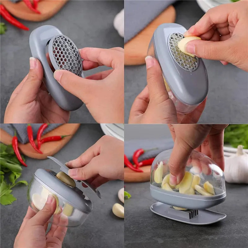 CookMate | Knoblauchschneider 2-in-1 | Edelstahlklingen & Silikongriff | Küche & Kochen