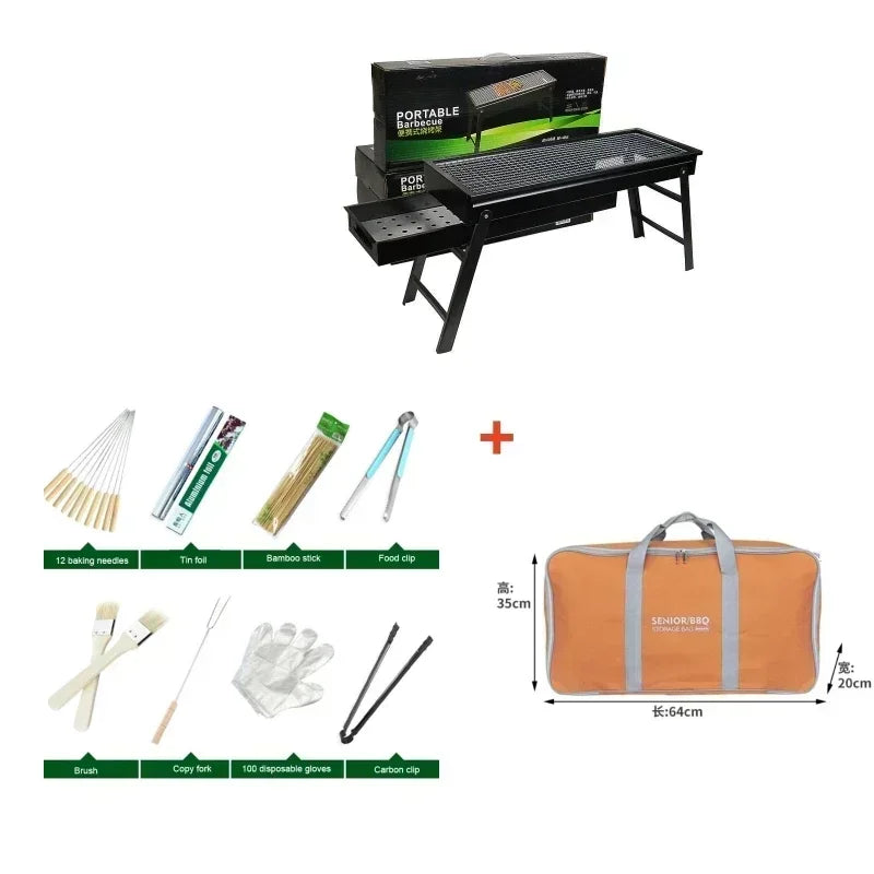 GrillVoyager | Faltbarer Holzkohlegrill | Groß & Tragbar | Camping & Outdoor BBQ