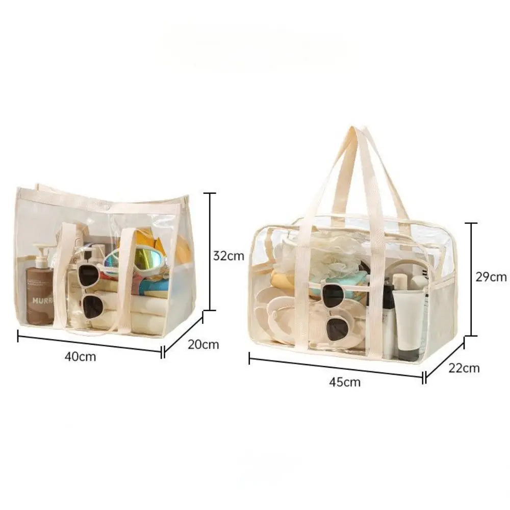 ClearVoyage Transparente Strandtasche | Faltbar & Wasserdicht | Mit Reißverschluss & Schultergurt | Für Schwimmbad, Strand & Camping