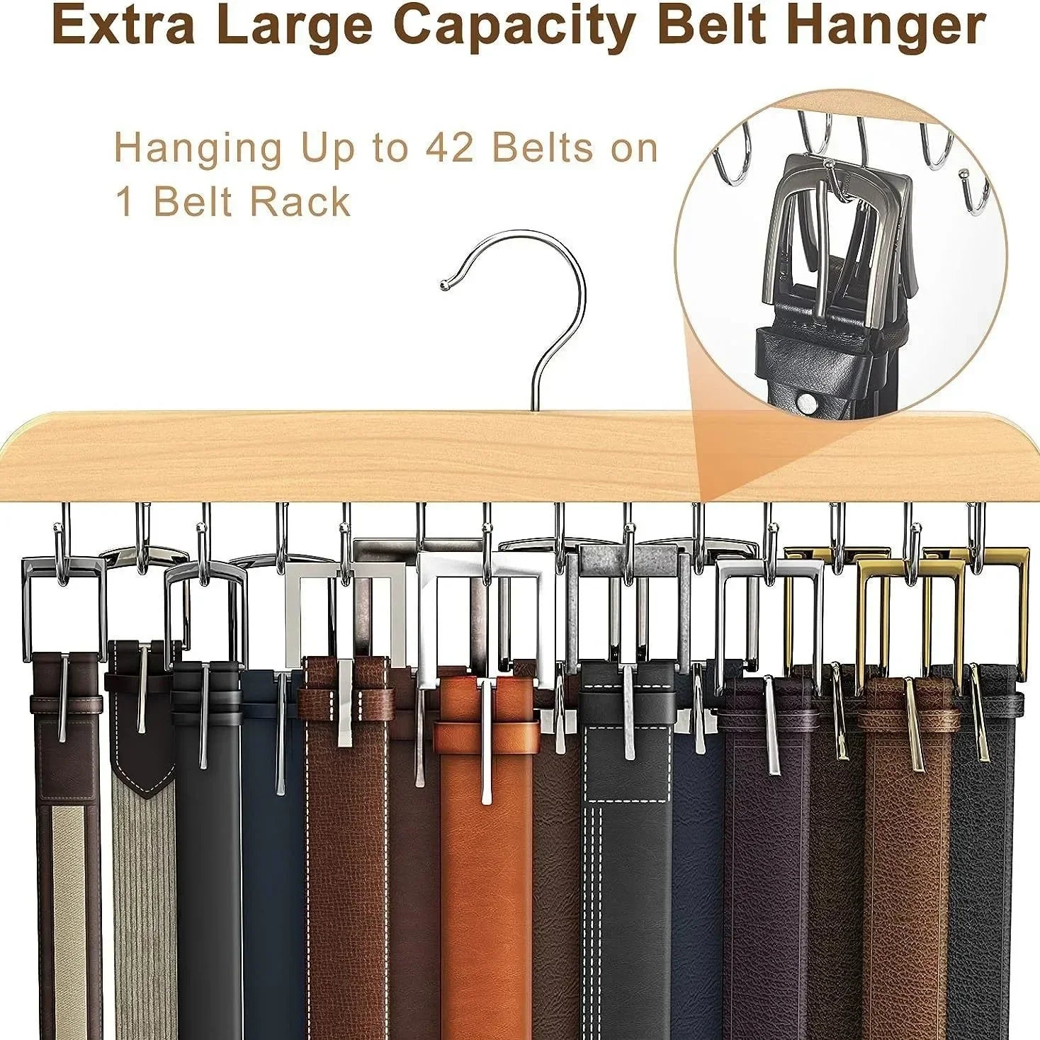 Clothify | Gürtel- & Schalhalter aus Holz | Platzsparend & Stabil | Für Krawatten & Accessoires
