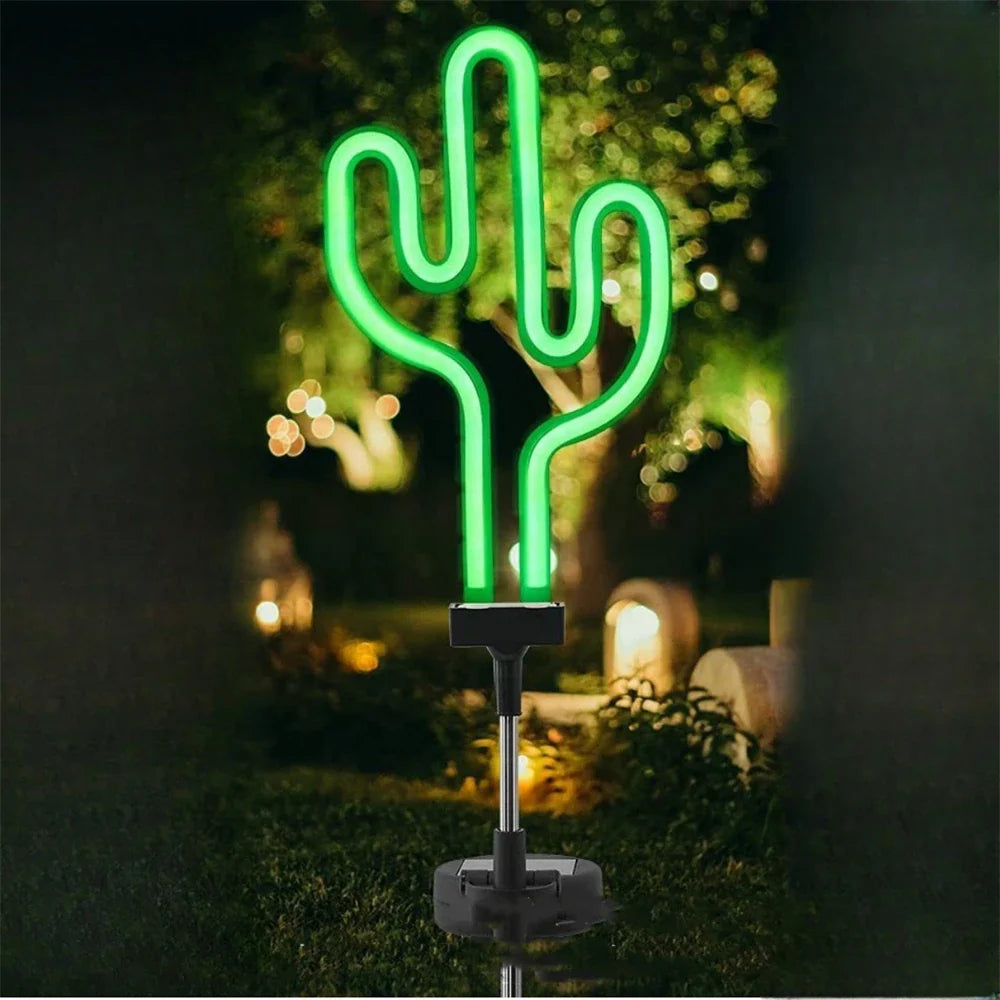 NeonBlitz | Solar Gartenleuchten | Cactus & Flamingo Design | Wetterfest & Automatisch