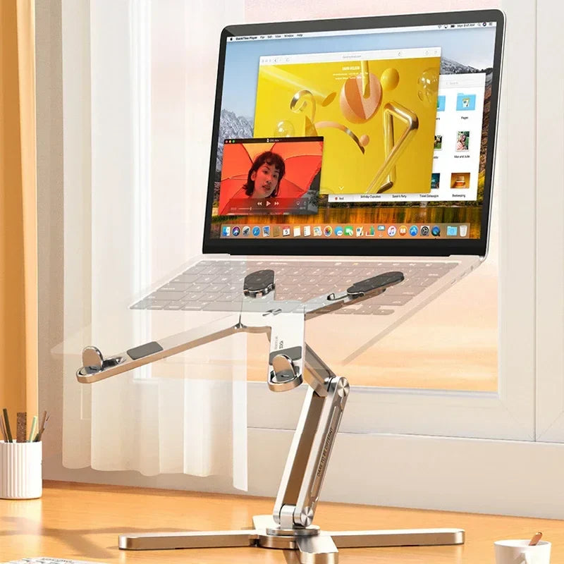 ErgoLift SteelStand | Laptop-Ständer Aluminium | Höhenverstellbar & Faltbar | Für Büro & Homeoffice