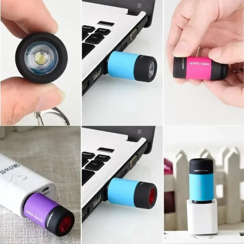 Glintora Mini-LED-Taschenlampe | Schlüssellicht mit USB-Ladung | Ultrakompakt & Wetterfest | Für Outdoor & Alltag