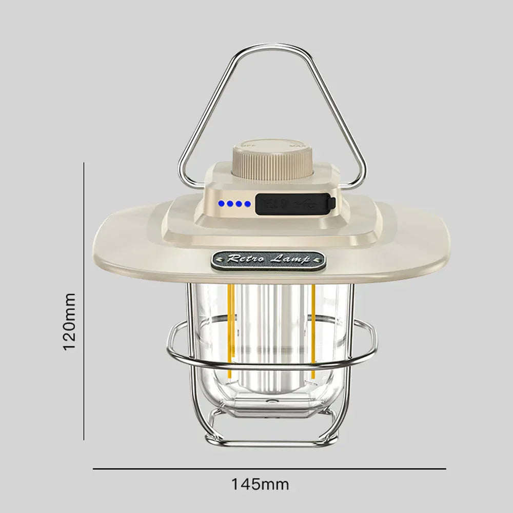 SolariaGlow | Wiederaufladbare LED-Retro-Laterne | Dimmbar & vielseitig | Camping, Garten & Balkon