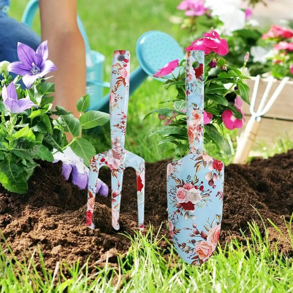 FloraEase GardenSet | Edelstahl Gartenwerkzeug Set | Handschaufel & Blumengabel | 6 Farben | Für Gartenpflege & Umgraben