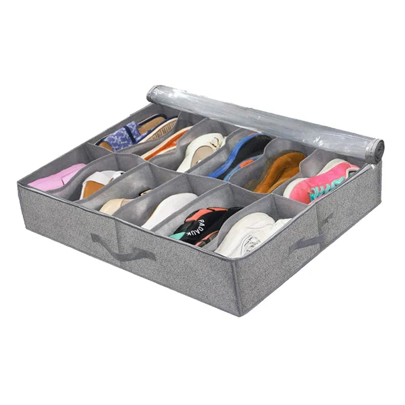 Subvento Unterbett Organizer | Faltbar & Staubfrei | Mit Sichtfenster & Griffen | Hellgrau  html Copy Edit