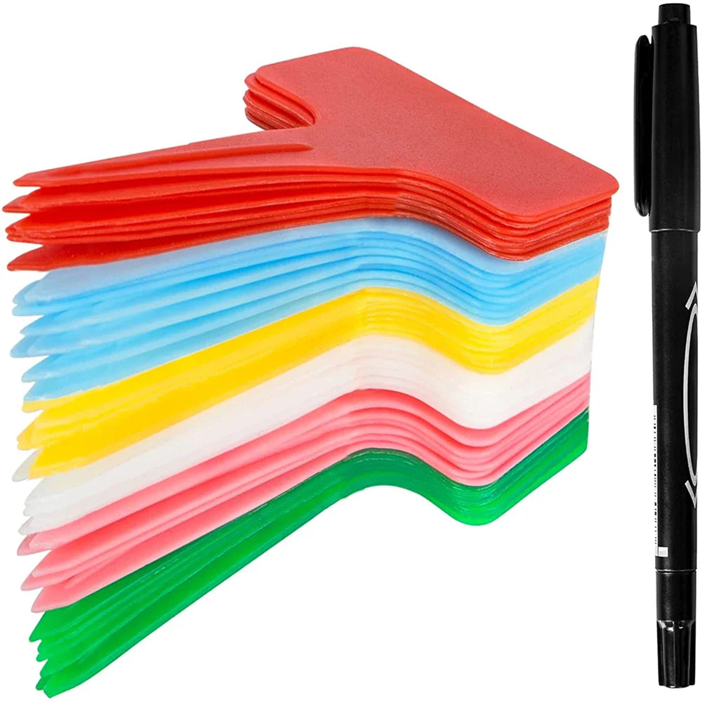 Plantify Markerset | Bunte Pflanzenschilder mit Stift | Wetterfest & Wiederverwendbar | 30 Stück in 6 Farben