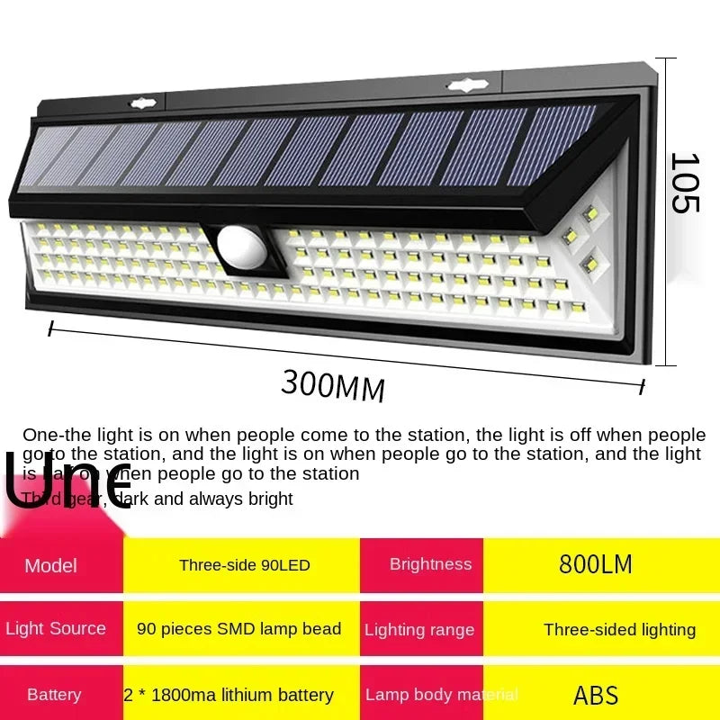 SafeRay 90 LED Solarleuchte | 3 Modi | Bewegungssensor | Wetterfest | Für Garten & Hof