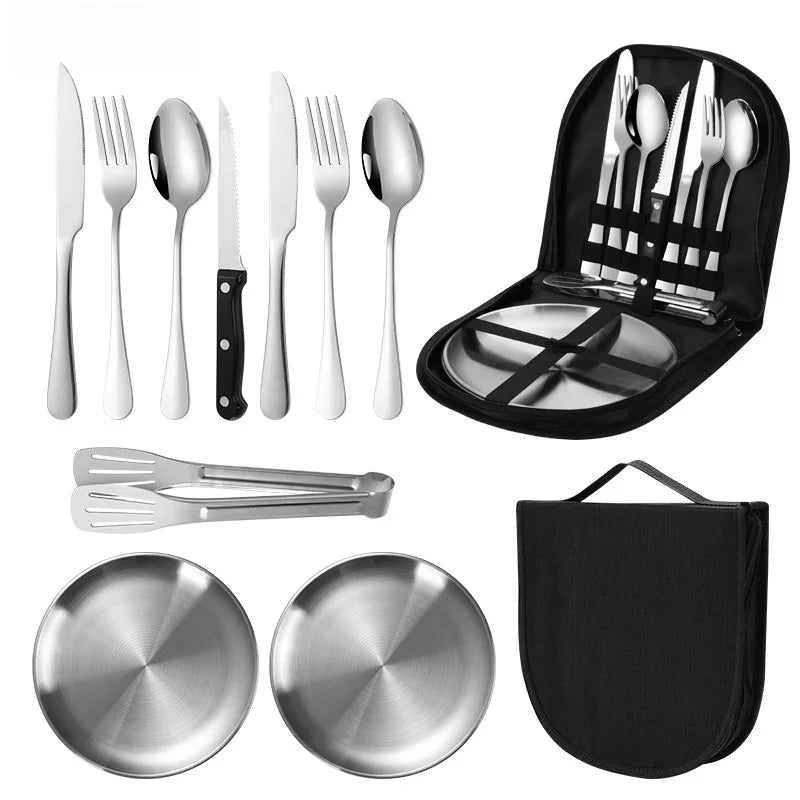 TrailMate Outdoor Besteckset | Kompakt & Robustes 10-teiliges Set | Edelstahl für Abenteuer