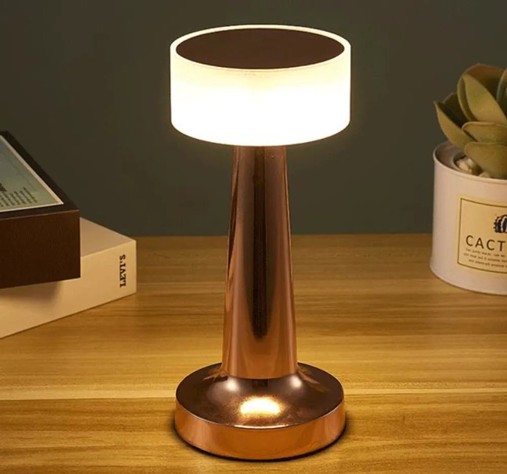 LumaGlow Table Lamp | Kabellose LED-Tischleuchte mit Touch-Dimmfunktion | Retro Design