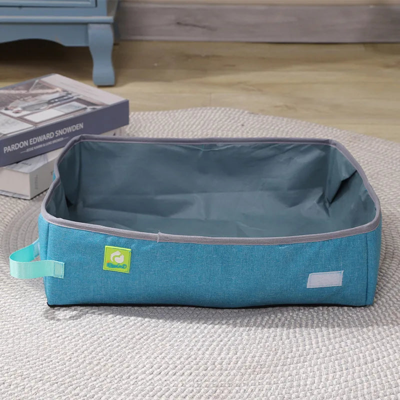 PurrFlex Litter Box | Halbgeschlossen & Faltbar | Wasserdichtes Oxford-Gewebe | Für Komfort & Hygiene