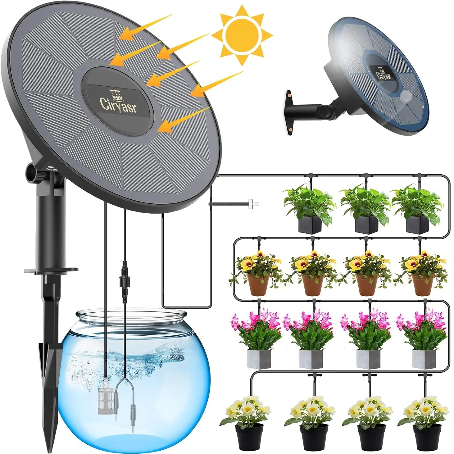 GreenFlow Solar Bewässerungssystem | Automatische Tropfbewässerung | Für 15 Pflanzen | Solarbetrieb