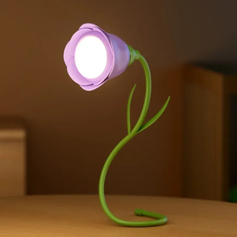 Lunafleur | Wiederaufladbare LED-Rosenlampe | Flexibel & Dimmbar | 3 Farblichter mit Helligkeitsspeicher | Kreatives Nachtlicht & Geschenk für Frauen