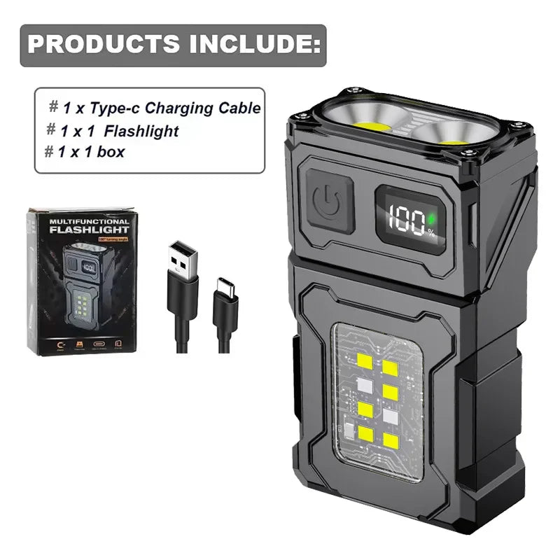 FlashBeam Mini-Taschenlampe | Superhelles COB-LED Licht | Magnetisch & Powerbank