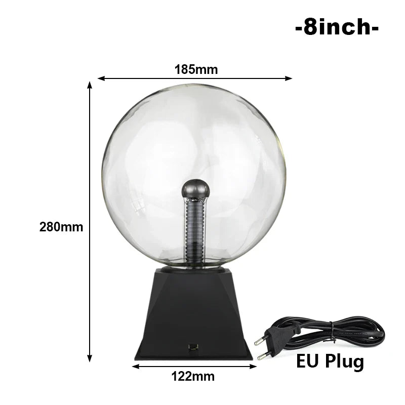 Electrava | Magische Plasmakugel Lampe | LED Taschenlampe mit Berührungs- und Soundsteuerung | 220V EU-Stecker | 10–20 cm | Dekoratives & Partylicht
