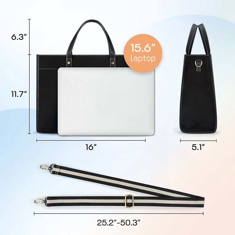 Lumineo Canvas-Tasche | Geräumig & Praktisch | Laptop Fach | Canvas & PU-Leder