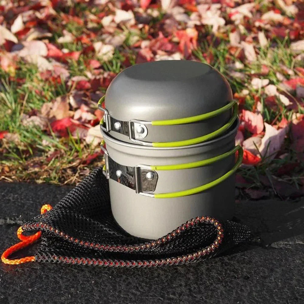 Campurgo Kochset | Kompakt & Hitzebeständig | Für Outdoor & Camping | Inkl. Deckel & Beutel