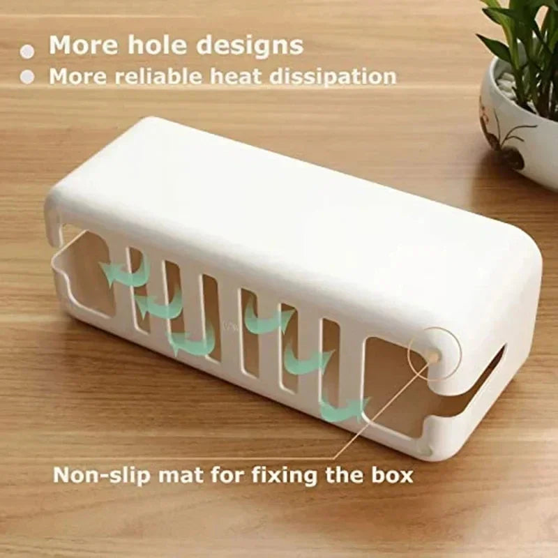 TidyBloc Kabel Organizer | Holz-Optik & Kunststoff | Für Schreibtisch & Zubehör | Kompakte Aufbewahrungsbox