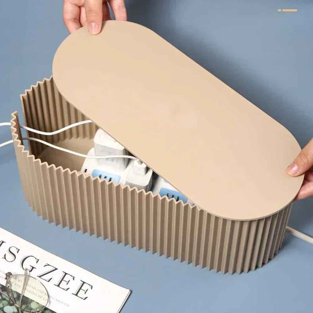 CableMate | Kabelmanagement Box mit Deckel & Belüftung | Für Steckdosen, Router & Ladekabel | 31×13,5×12,5 cm