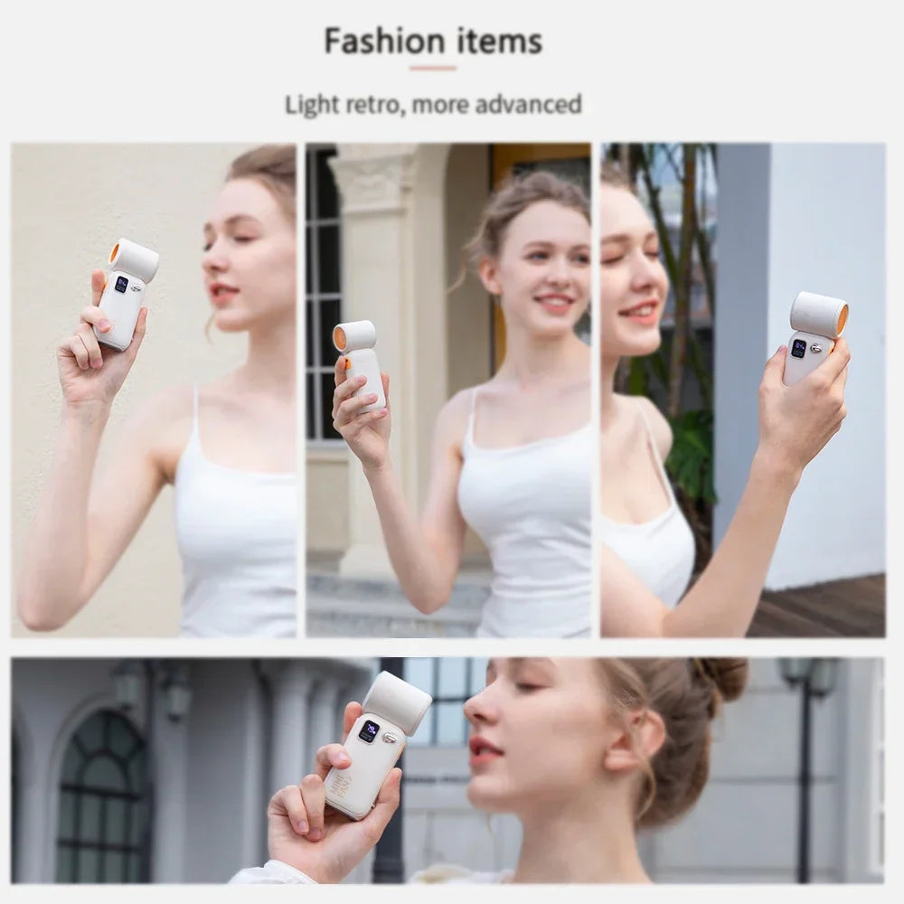 VentoRetro Mini-Ventilator | 100 Geschwindigkeiten & USB-C Akku | Für Büro, Reisen & Zuhause | Kompakt & leise im Retro-Design